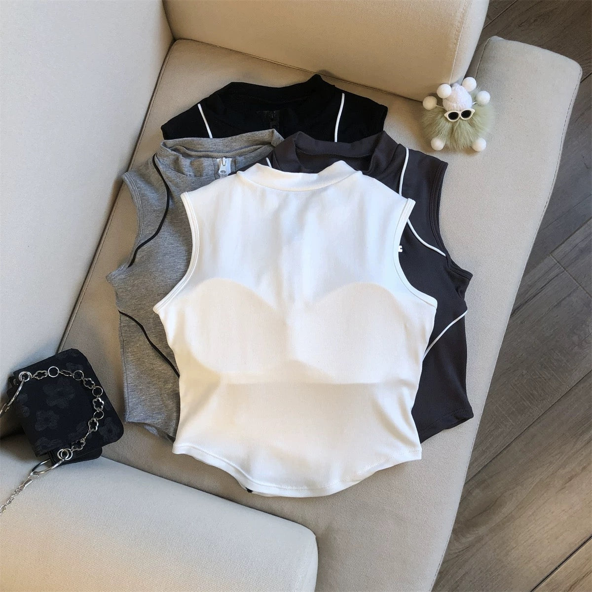 Barcelona Zip Up Built-In Bra Top